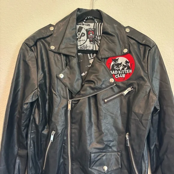 Dolls Kill x Emily The Strange Size Small Bad Kitten Club Moto Jacket NWT - Picture 3 of 6
